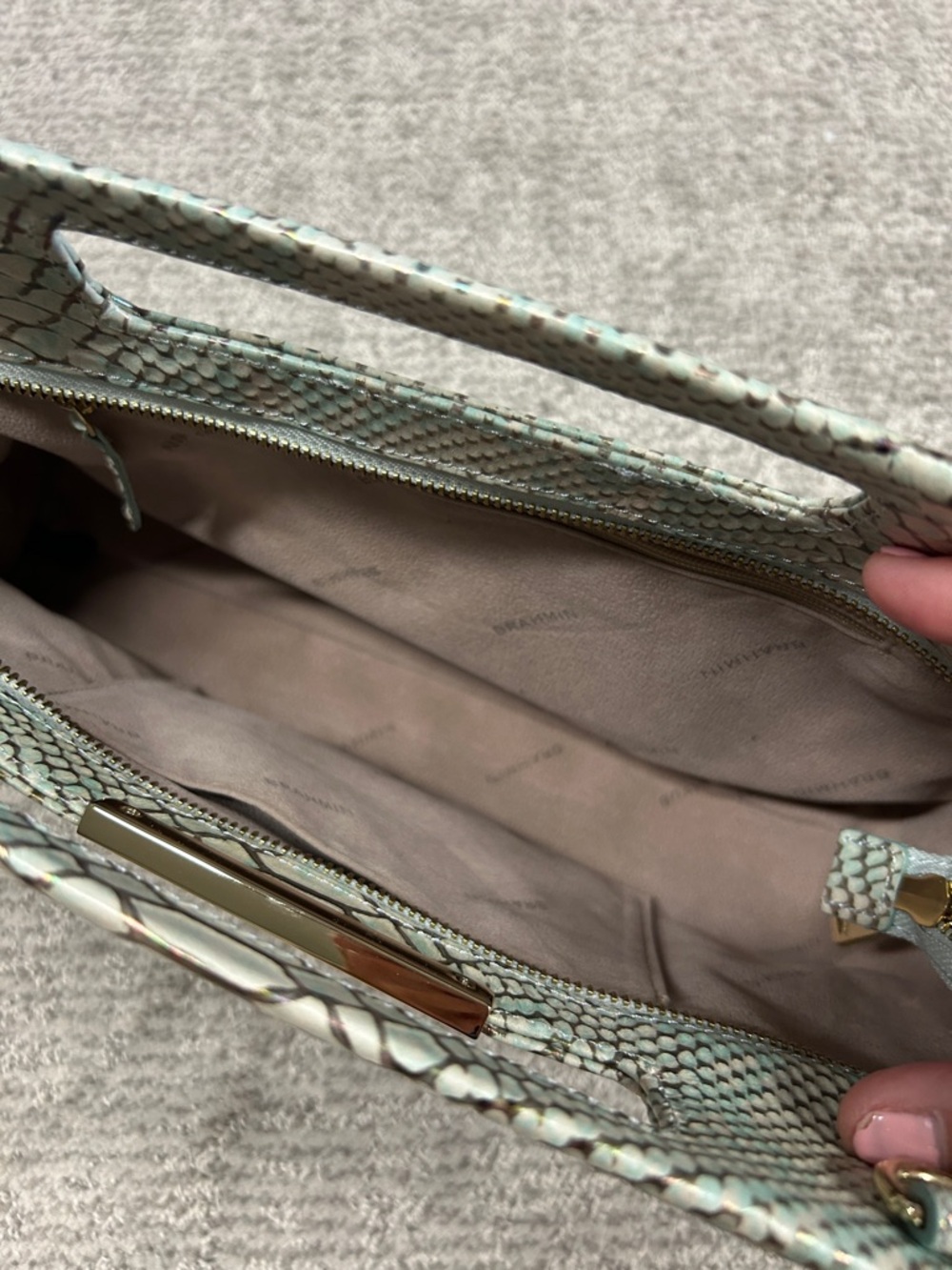 Brahmin Lenox Clutch Purse Opal Seville Vintage Green Crossbody - Picture 5 of 7